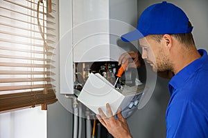 House gas heating boiler maintenance and repair service