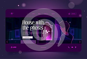 House with the ghost landing page with scary spook photo