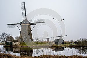 House and the Giant windwill of Netherlands