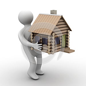 House in a gift. isolated illustrations