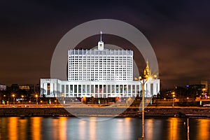 House of Government in Moscow at night, Russia.