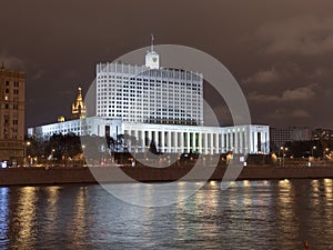 House of Government in Moscow, Russia, at night