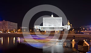 House of Government in Moscow, Russia, at night