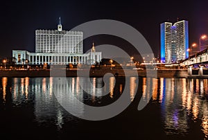 House Government of the Russian Federation at night.