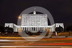 The house of the government of the Russian Federation by night, Moscow