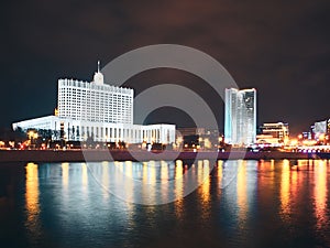 The House of the Government of the Russian Federation in the night.Moscow,Russia