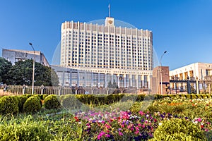 House of Government of Russian Federation it is written on facade, Moscow, Russia