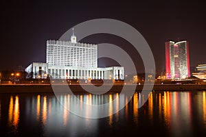 House of Government (The White House) in Moscow, Russia, at nigh