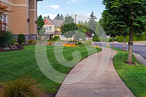 House Green Grass Lawn Front Yard Freshly Mowed