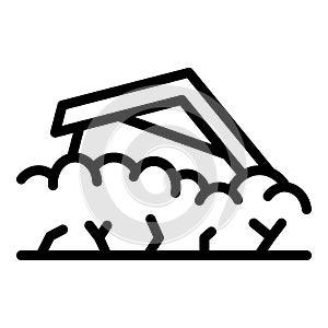 House ground collapse icon, outline style