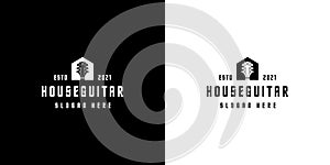 House guitar logo design vector silhouette