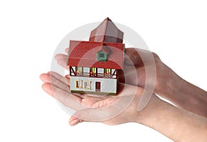 House in hands one
