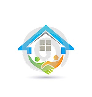 House and handshaking vector image logo