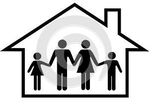 House of happy family parents kids safe at home