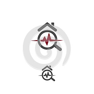 House healthcare icon. Real estate durability test logo. Earthquake property damage insurance logotype. Home radon