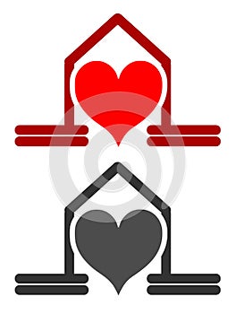 House with heart, icon, logo, colors, isolated.