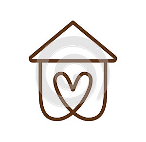 House with heart shape within, love home symbol, vector Family support love. Housing concept. Can be used for topics