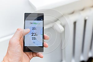 House heating temperature control system with smart phone