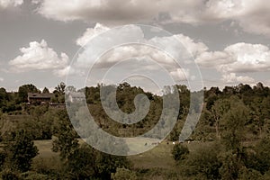 House on the hill. A quiet place. Horses on a pasture. Matt photo.