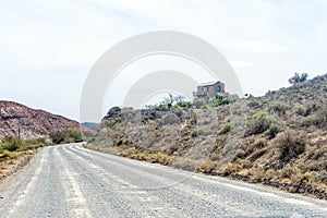 House on a hill at southern entrance to Van Wyksdorp