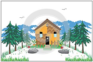 House in hills art image