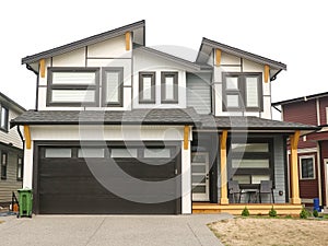 House Home Brown Exterior Elevation Roof Peak Details