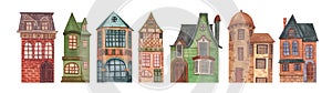 House home cottage cosy building estate painted by watercolor isolated on a white background cartoon set illustration