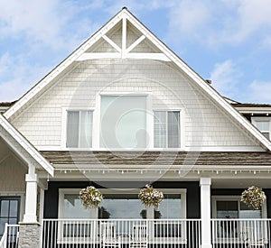 House Home Exterior White Siding Porch Railing