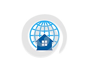 House Home Globe Icon Logo Design Element