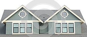 House Home Green Exterior Elevation Roof Peak Details