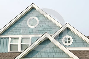 House Home Green Exterior Front Elevation Roof Details