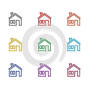 House home icon isolated on white background. Set icons colorful