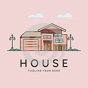 house home icon line art logo vector symbol illustration design