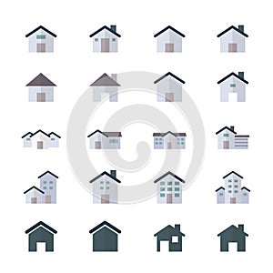 House and Home Icons Set Of Building Icons Style Colorful Flat