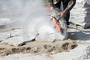 House or Home Improvement, Stone Cutting Patio Landscaping photo