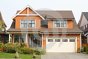 House Home Orange Exterior Front Elevation Roof Details photo