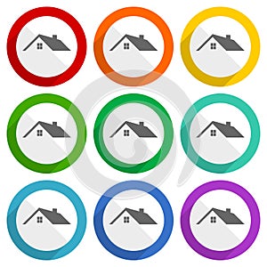 House, home, real estate concept vector icons, set of colorful flat design buttons for webdesign and mobile applications