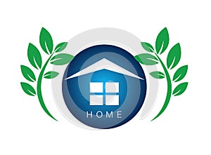 House, home, real estate, green concept logo vector design