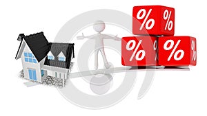 House home sales white character balance between home and prices  - 3d rendering