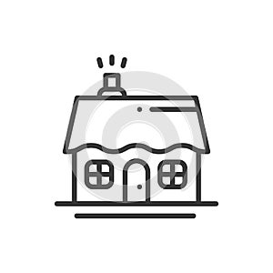 House and home thin line icon. Outline decorated pictogram element. Vector flat style linear icon. Isolated logo