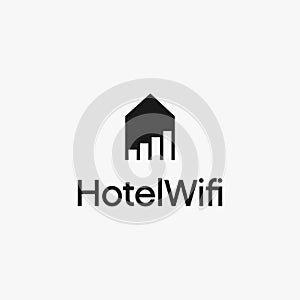 House, Hotel internet wireless signal logo icon vector template