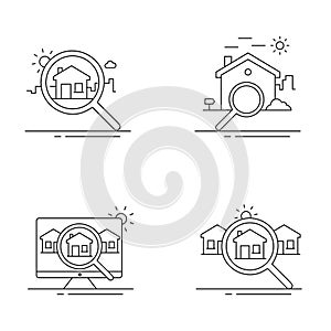 House Hunting Lens,.Home Inspection,.Real Estate Search,.Residential Exploration,.House Discovery Icon,.Housing Market Search,.