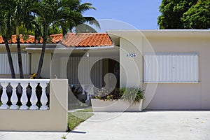 House with hurricane shutters
