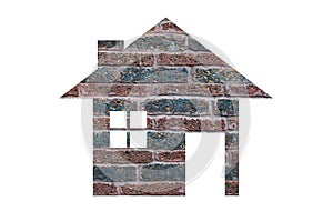 House icon from brick texture background as symbol of mortgage