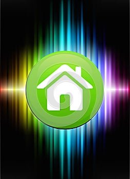 House Icon Button on Abstract Spectrum Background