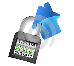 House icon caught in security closed padlock isolated vector