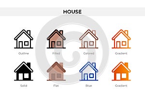 house icon in different style. house vector icons designed in outline, solid, colored, filled, gradient, and flat style. Symbol,