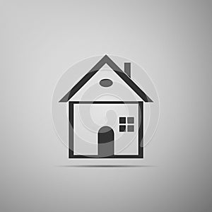 House icon isolated on grey background. Home symbol