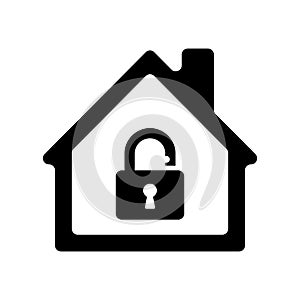 House Icon with a Padlock Unlocked