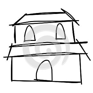 House icon of rough line art, simple, black 20 photo